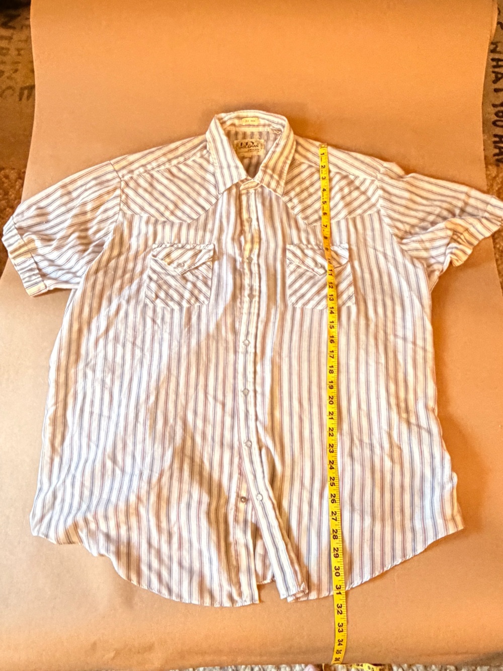 Men's Short-Sleeve Striped Button-Up Shirt – White and Light Blue 2XL